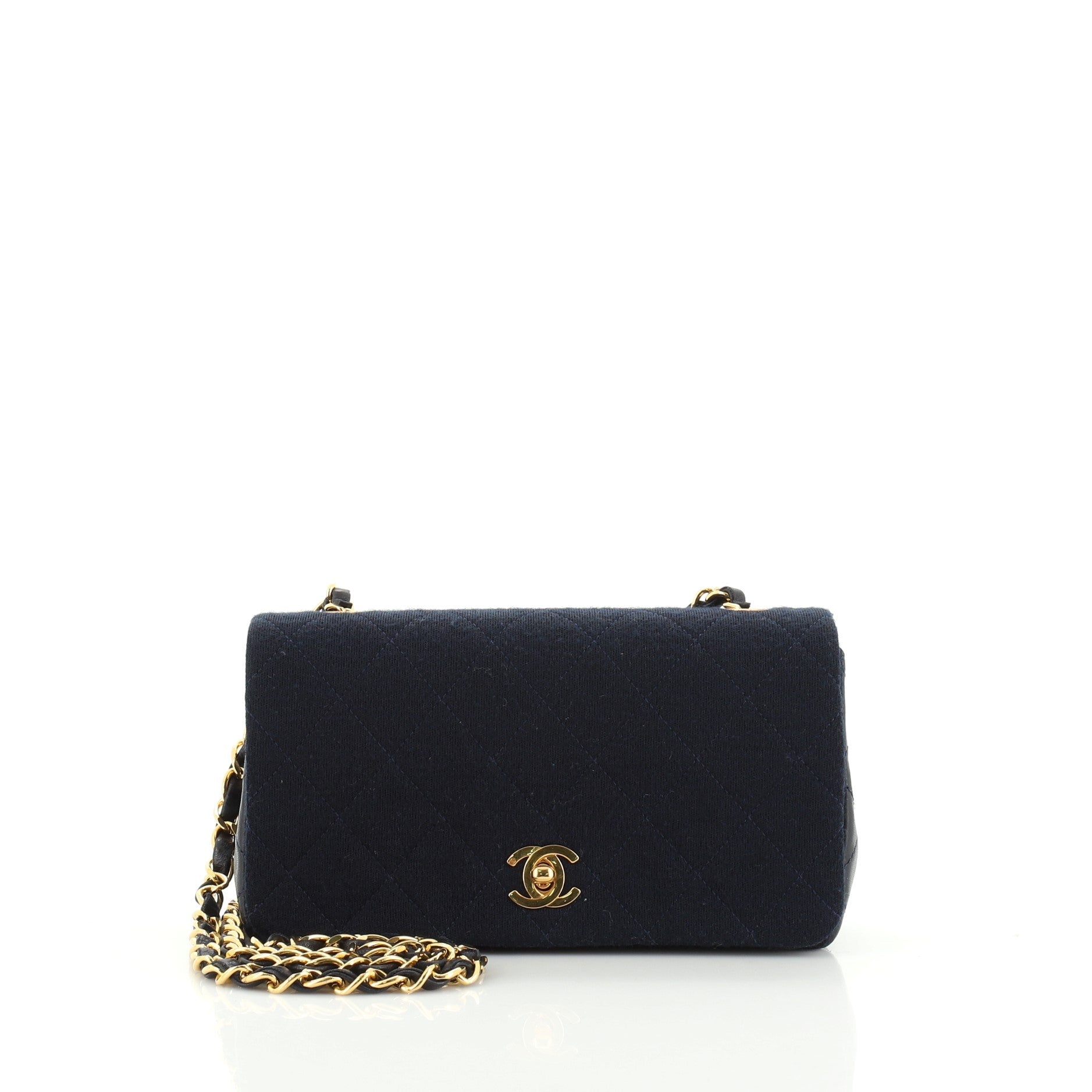 Vintage CC Chain Flap Bag Quilted Jersey Mini