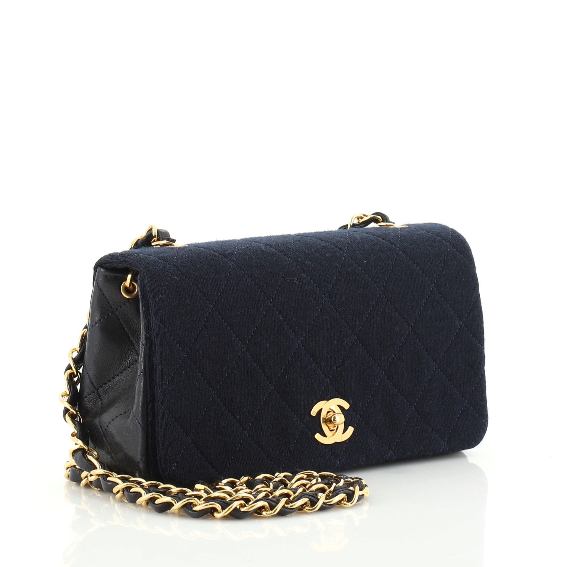 Vintage CC Chain Flap Bag Quilted Jersey Mini