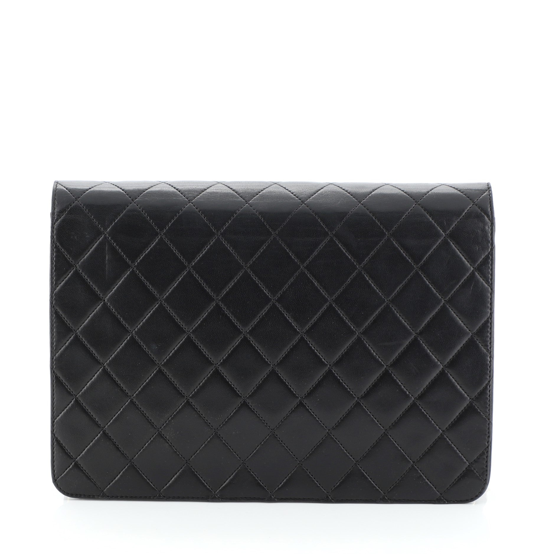 Vintage Clutch with Chain Quilted Leather Medium