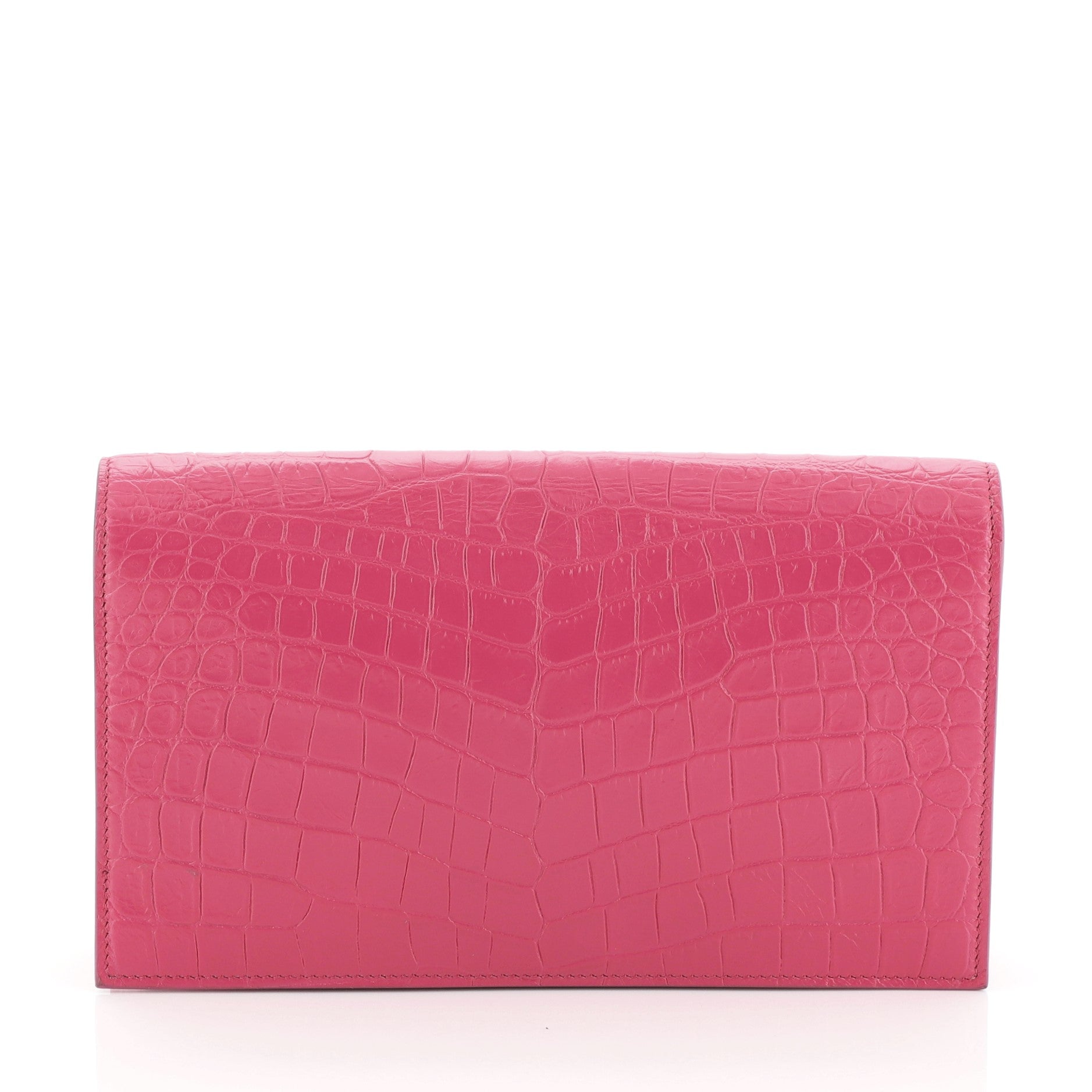 Classic Monogram Clutch Crocodile Embossed Leather Large
