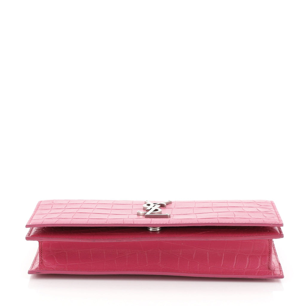 Classic Monogram Clutch Crocodile Embossed Leather Large