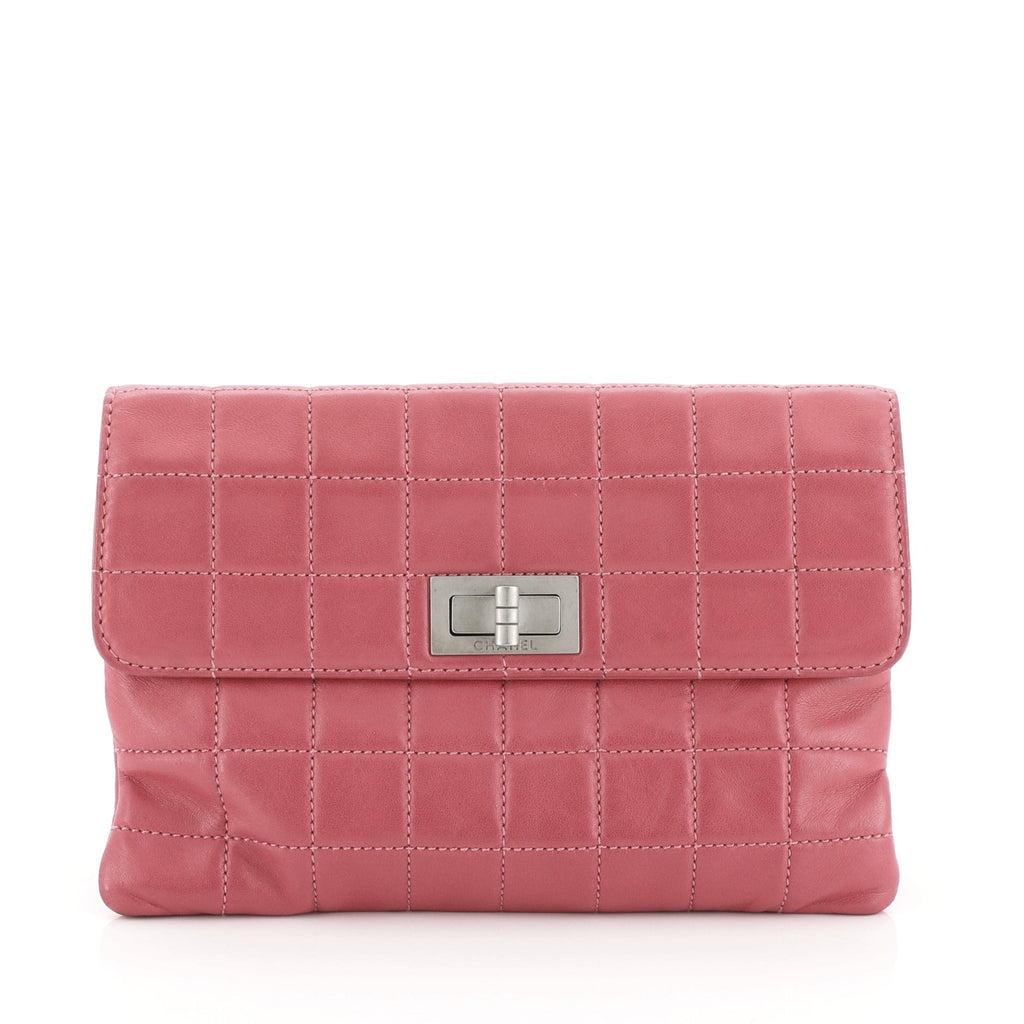 Mademoiselle Chocolate Bar Clutch Quilted Lambskin Small