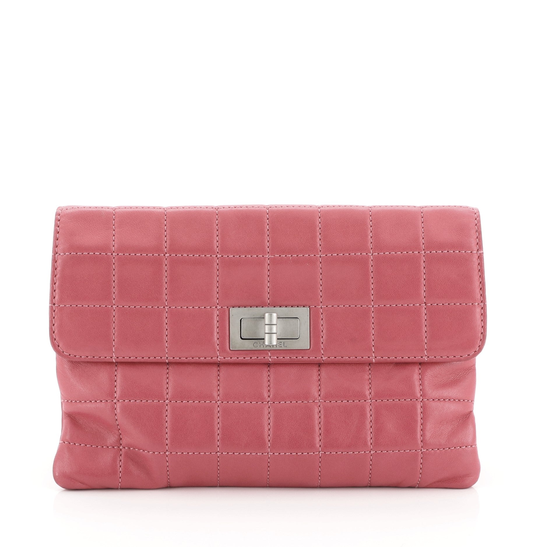 Mademoiselle Chocolate Bar Clutch Quilted Lambskin Small
