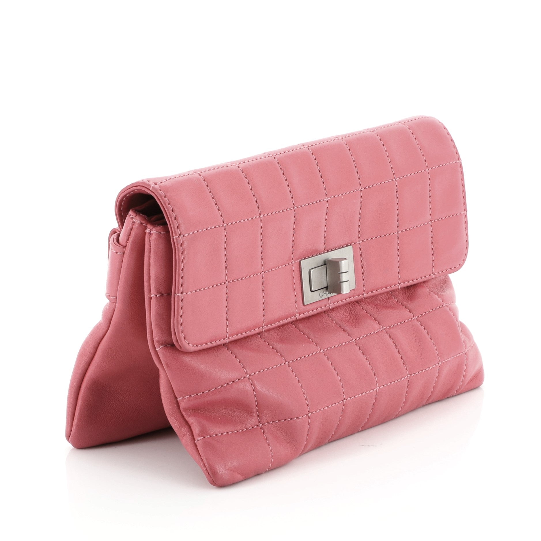 Mademoiselle Chocolate Bar Clutch Quilted Lambskin Small