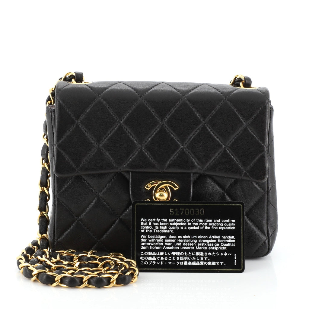 Vintage Square Classic Single Flap Bag Quilted Lambskin Mini