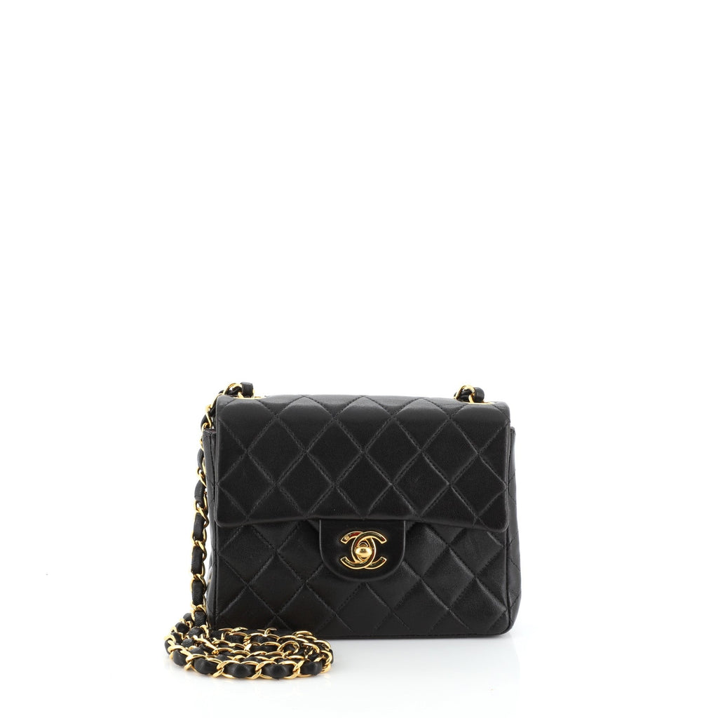 Vintage Square Classic Single Flap Bag Quilted Lambskin Mini