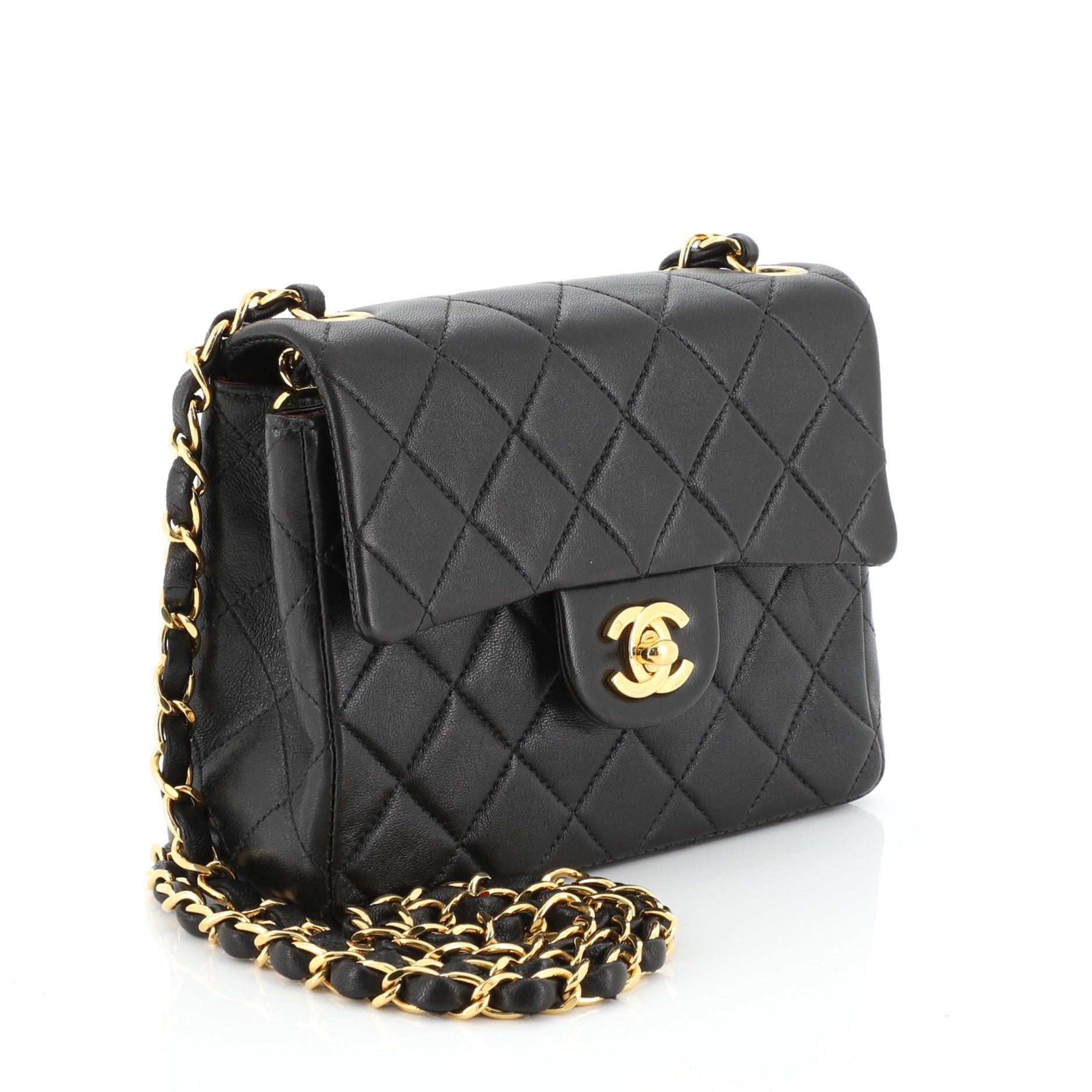 Vintage Square Classic Single Flap Bag Quilted Lambskin Mini