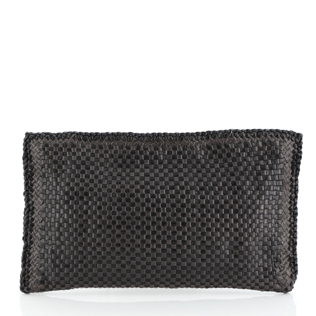 Zip Clutch Madras Woven Leather Large