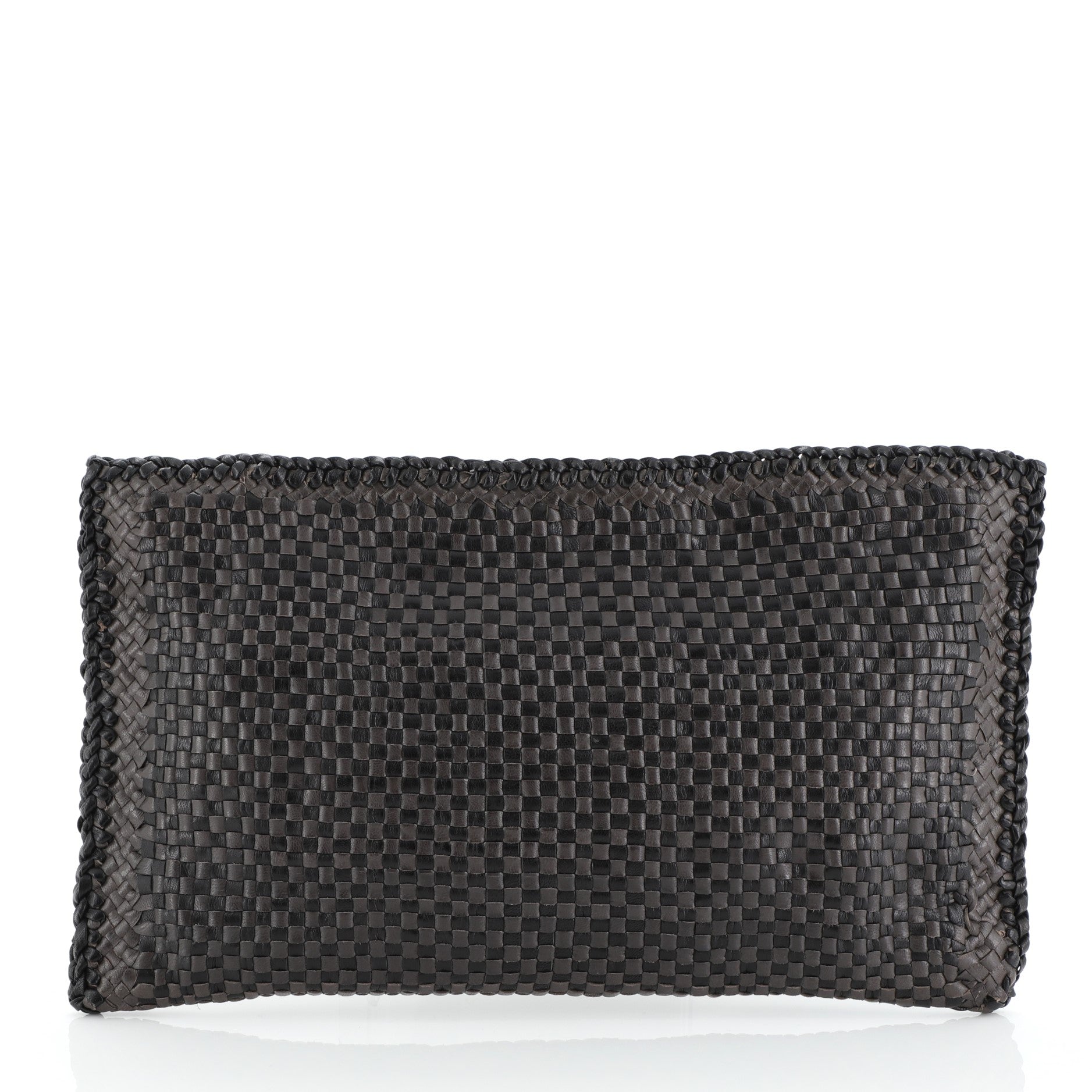 Zip Clutch Madras Woven Leather Large