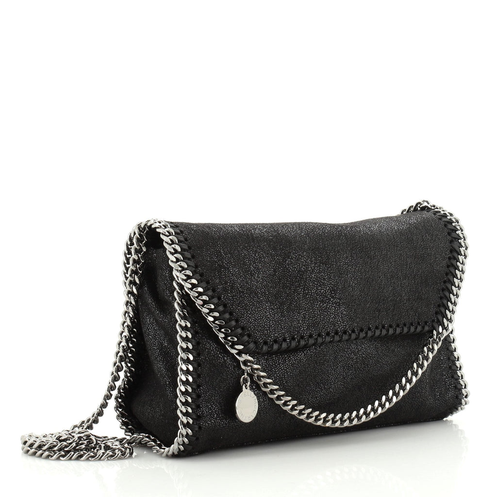 Falabella Fold Over Flap Crossbody Bag Quilted Shaggy Deer Mini