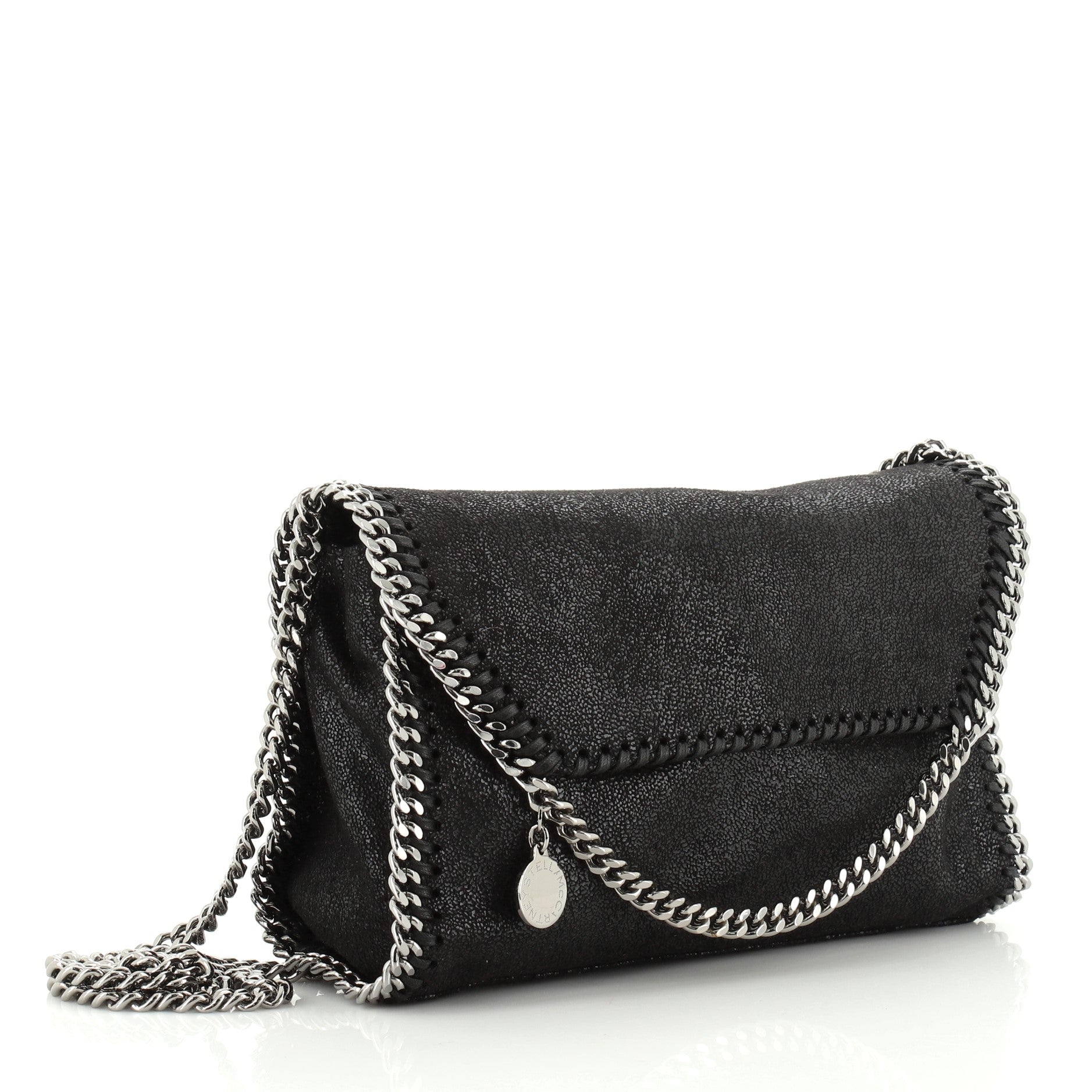 Falabella Fold Over Flap Crossbody Bag Quilted Shaggy Deer Mini