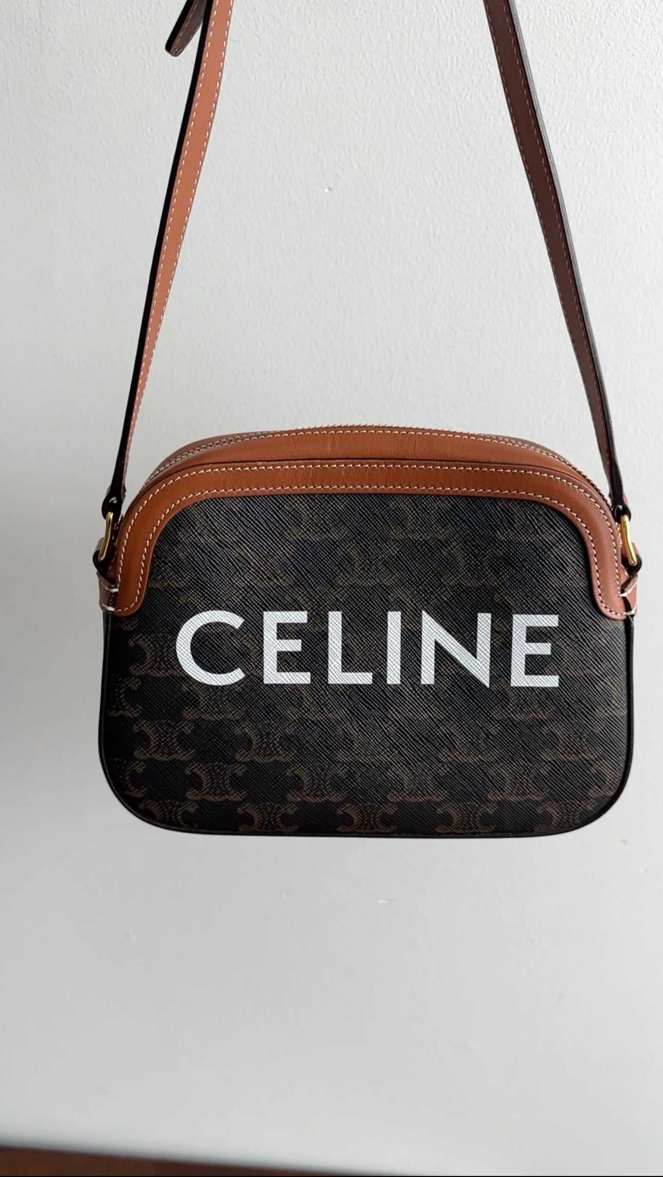 Celine Triomphe Small Coated Canvas Logo Crossbody Bag