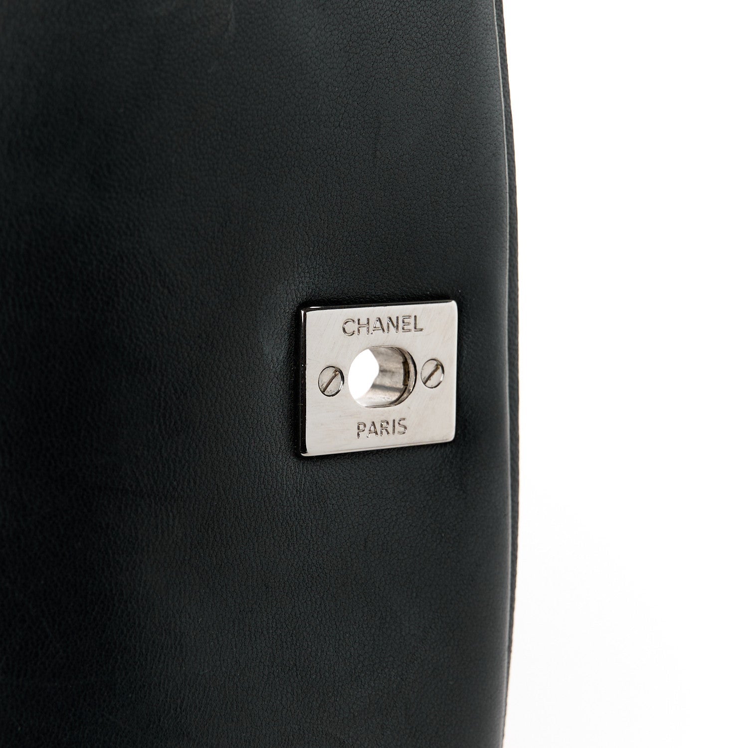 Lambskin Quilted Large Pagode Piping Flap Black