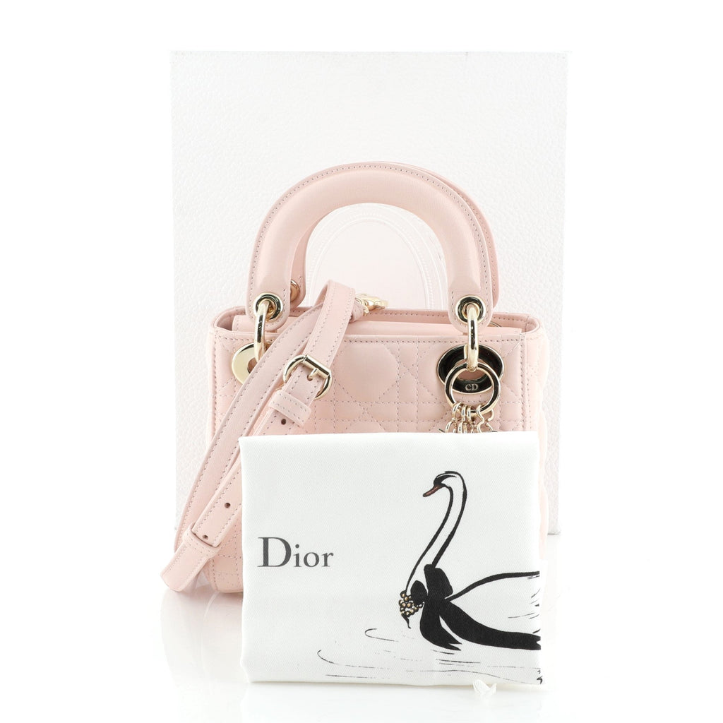 Lady Dior Handbag Cannage Quilt Lambskin Mini