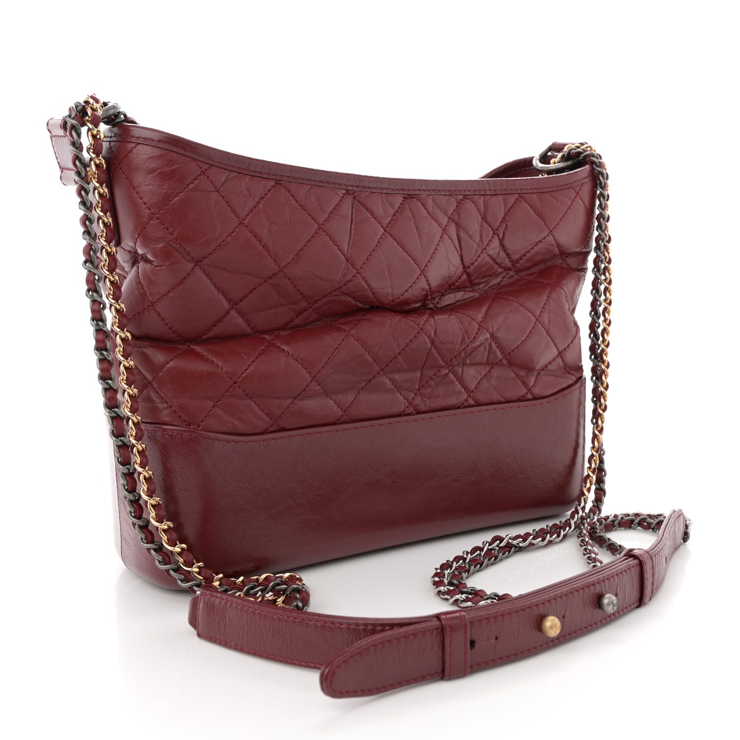 Aged Calfskin Quilted Medium Gabrielle Hobo Burgundy