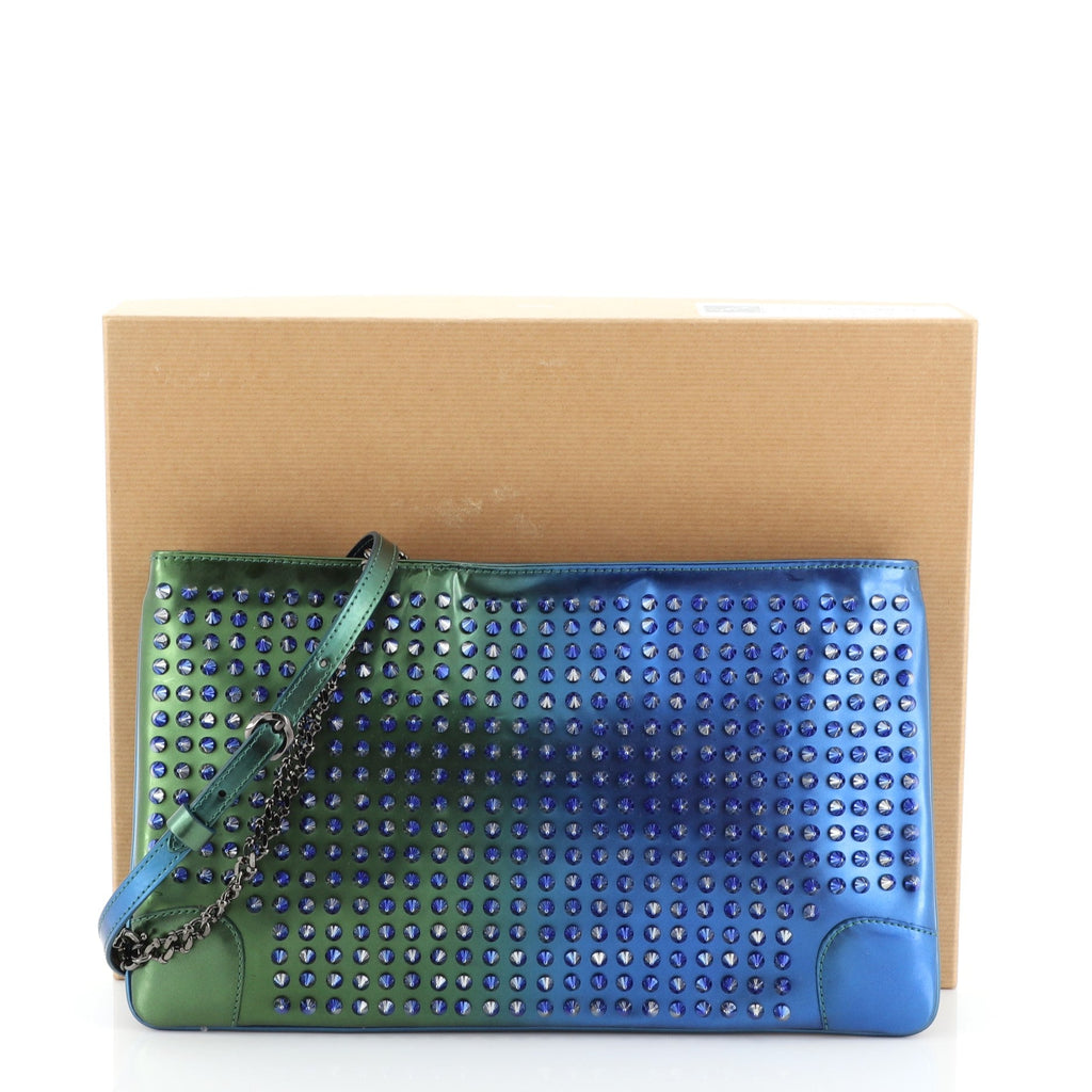 Loubiposh Clutch Holographic Spiked Leather