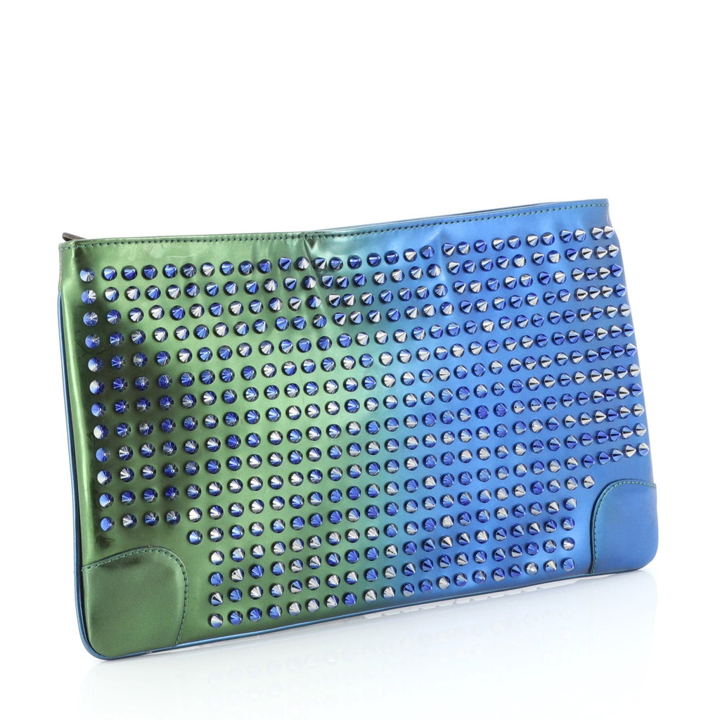 Loubiposh Clutch Holographic Spiked Leather