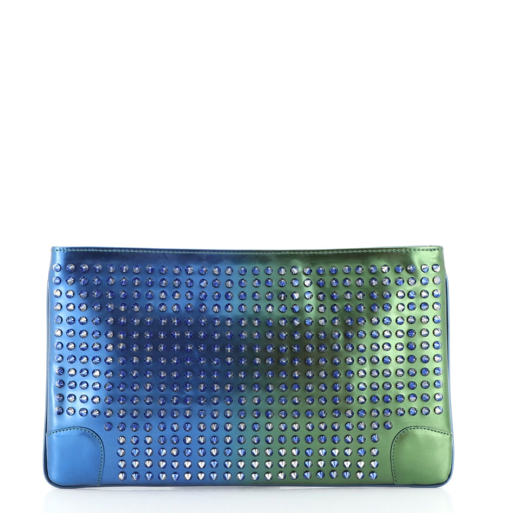 Loubiposh Clutch Holographic Spiked Leather