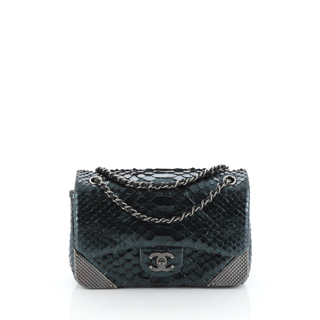 Rock the Corner Flap Bag Metallic Python Mini
