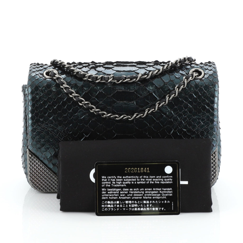 Rock the Corner Flap Bag Metallic Python Mini