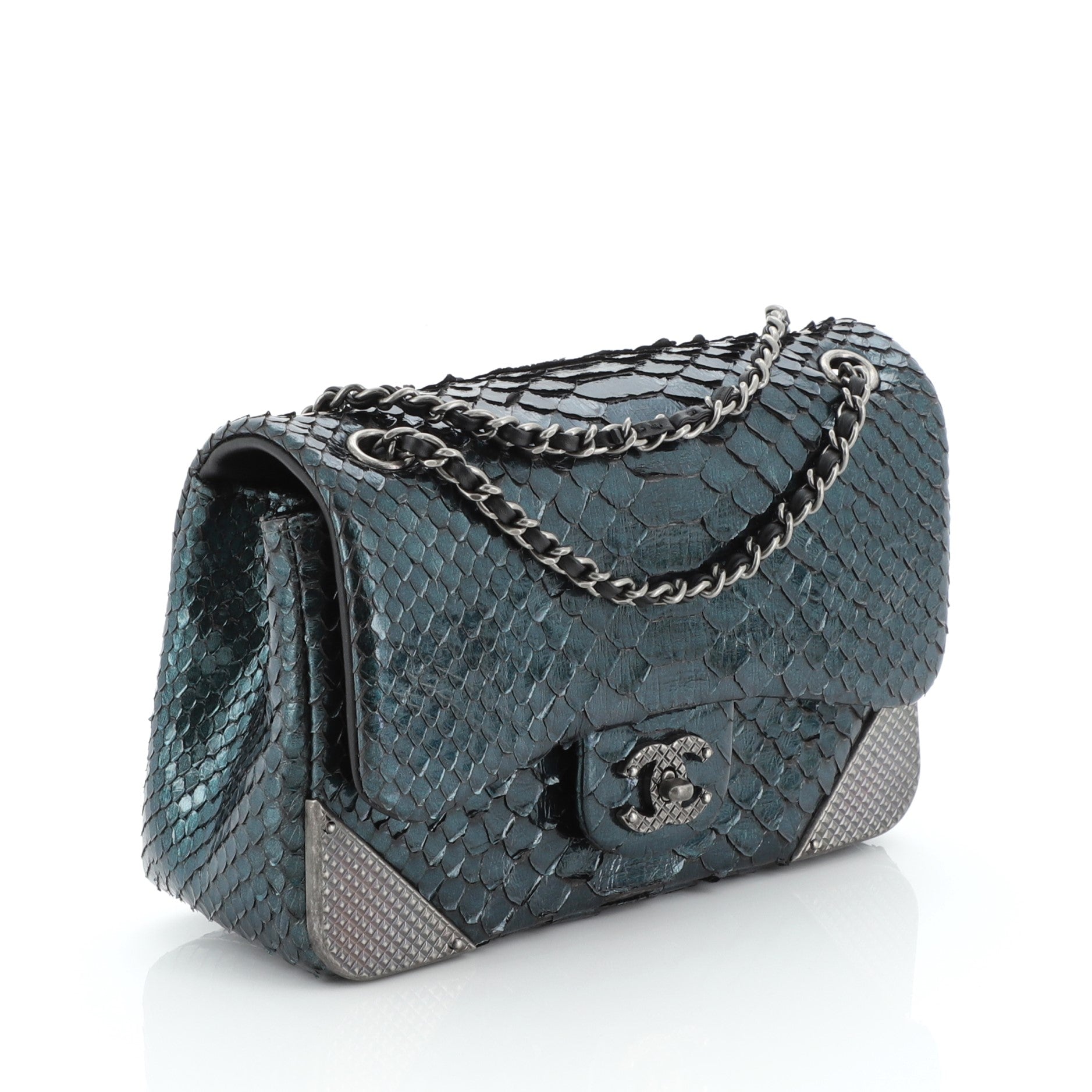 Rock the Corner Flap Bag Metallic Python Mini