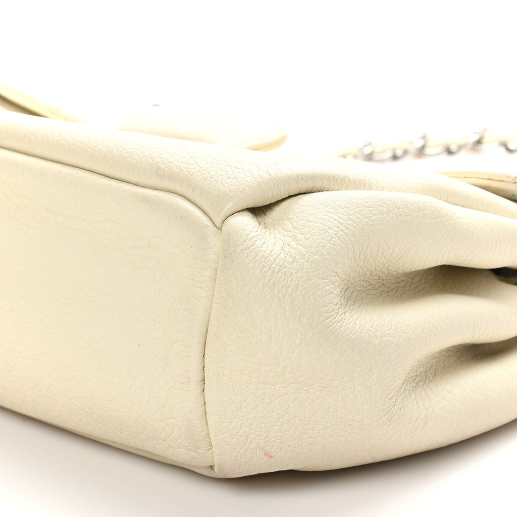 Calfskin Stitched Accordion Flap White
