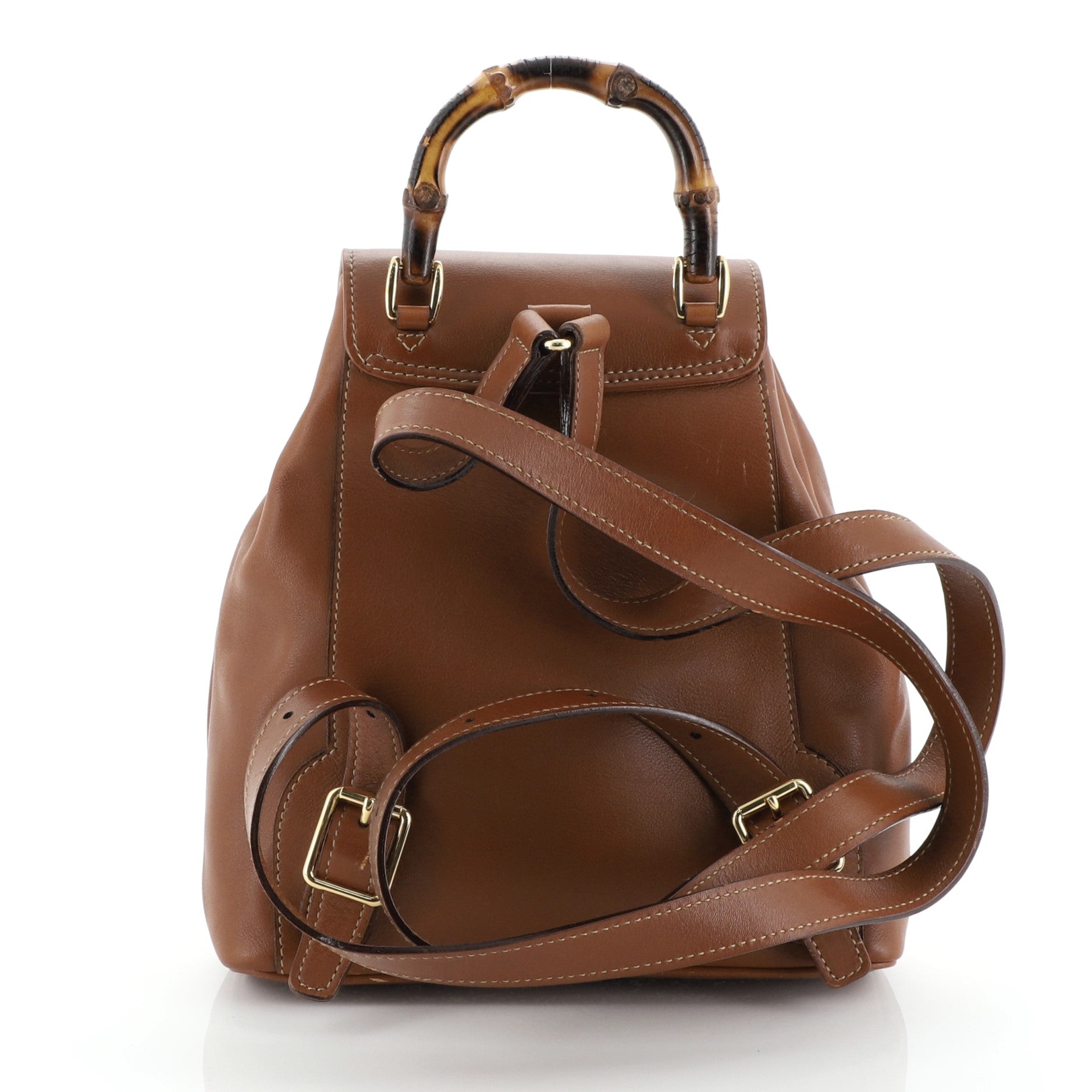 Vintage Bamboo Backpack Leather Mini