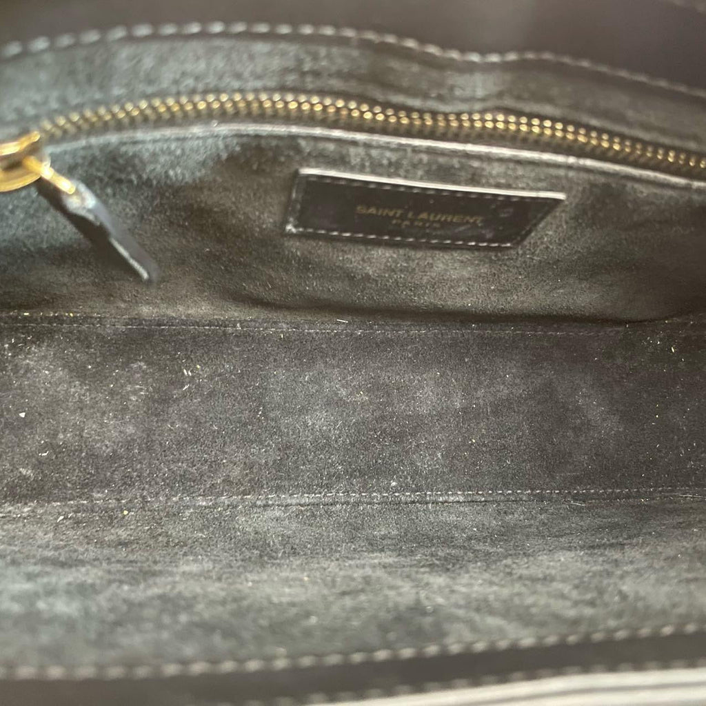 Saint Laurent Le 5 a 7 Black Hobo Bag  with Gold Hardware