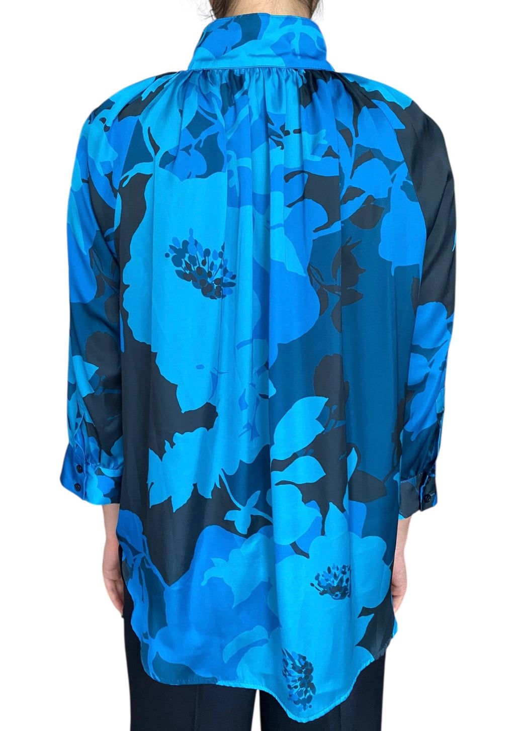 Smythe Blue Floral Printed Blouse - M