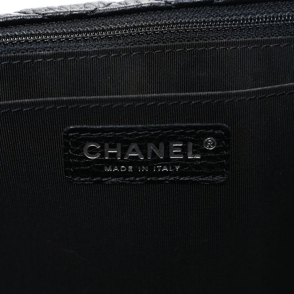 Grained Calfskin Quilted Small XXL Travel Flap Bag Black