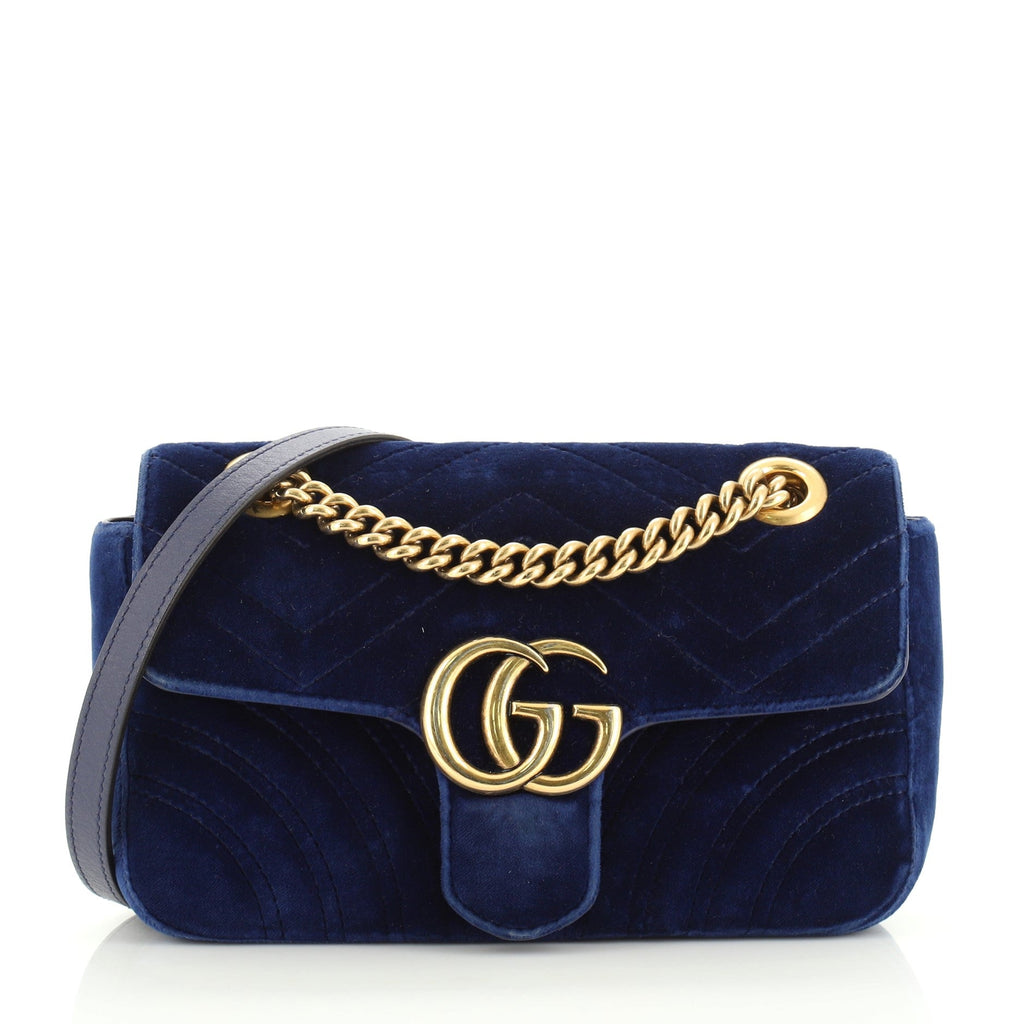 GG Marmont Flap Bag Matelasse Velvet Mini