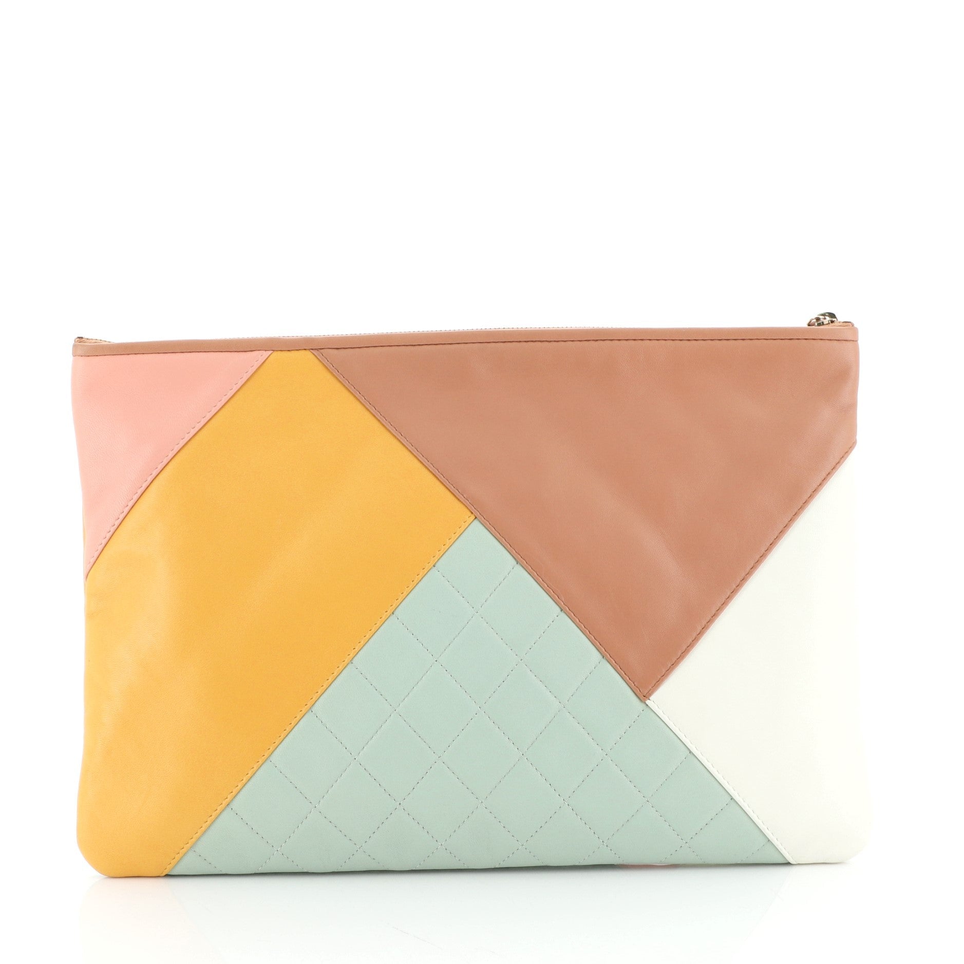 O Case Clutch Colorblock Quilted Leather Large