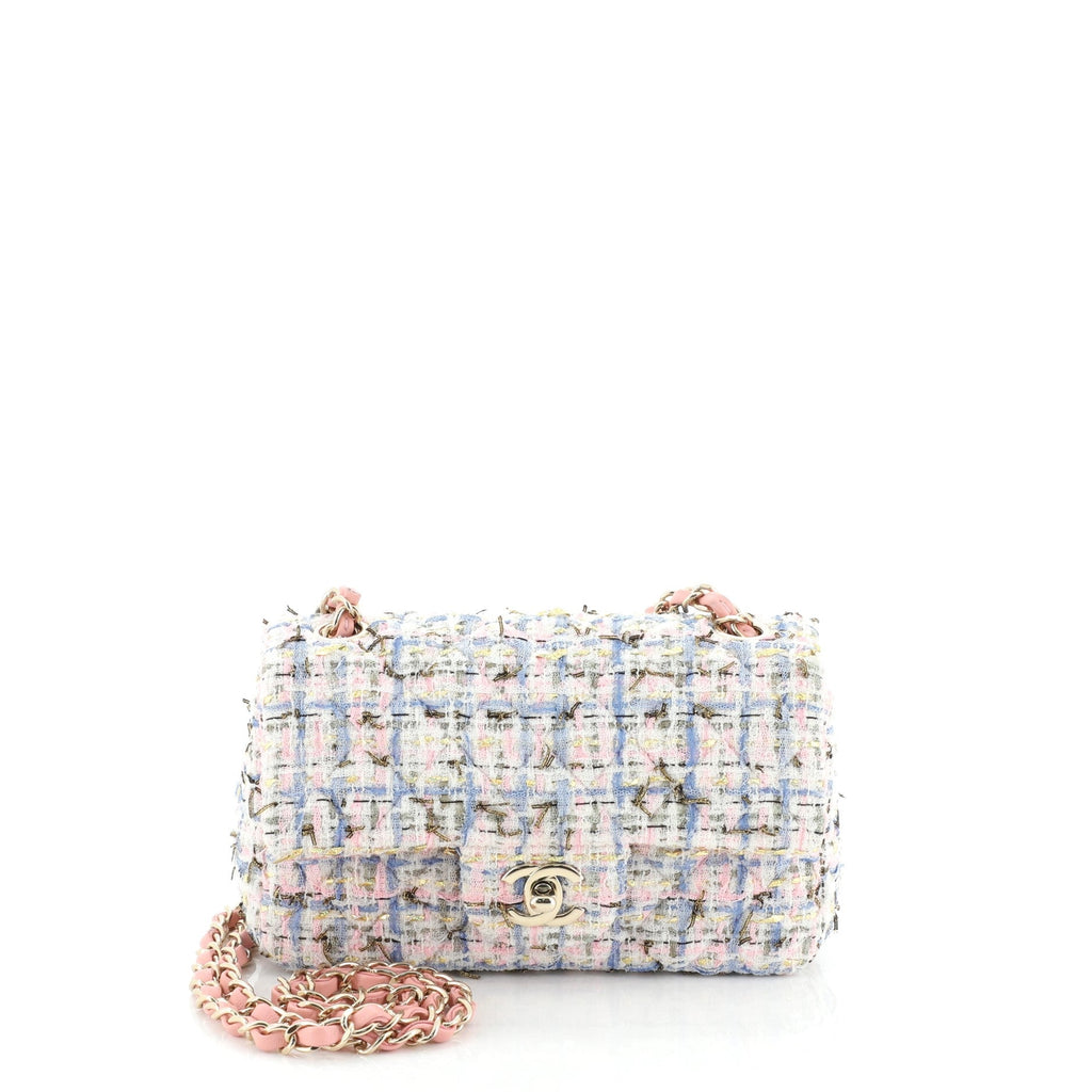 Classic Single Flap Bag Quilted Tweed and Ribbon Mini