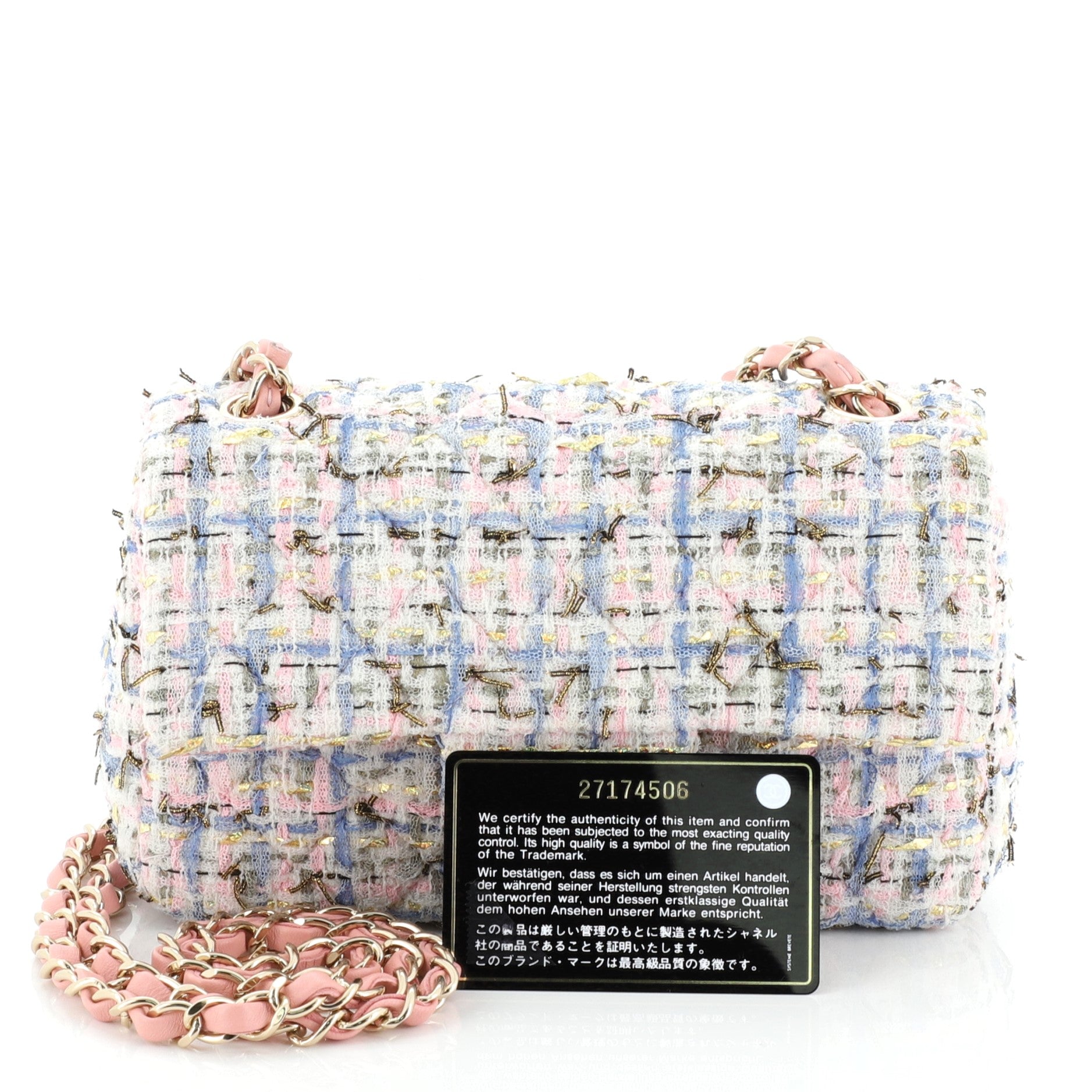 Classic Single Flap Bag Quilted Tweed and Ribbon Mini