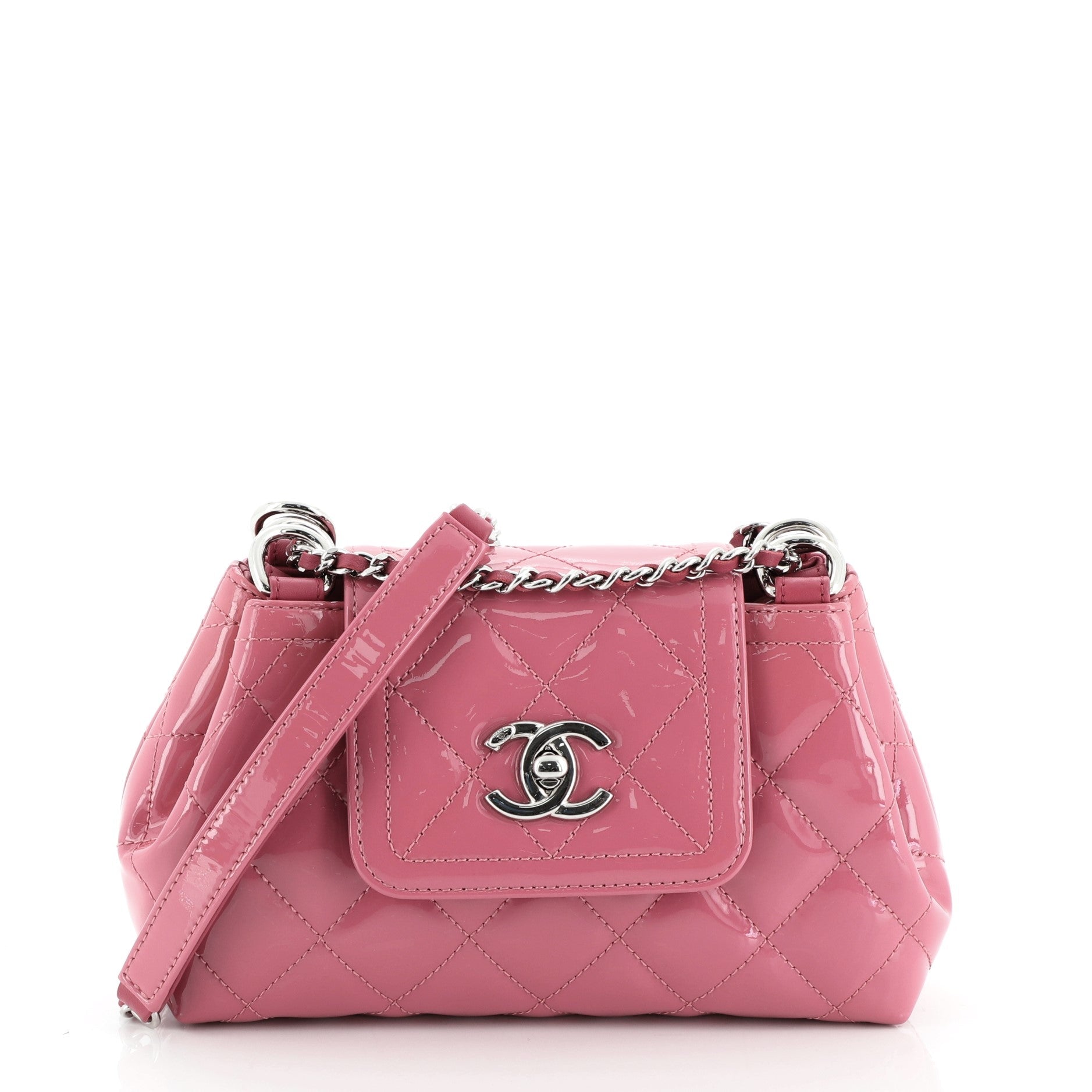 Coco Shine Accordion Flap Bag Quilted Patent Mini