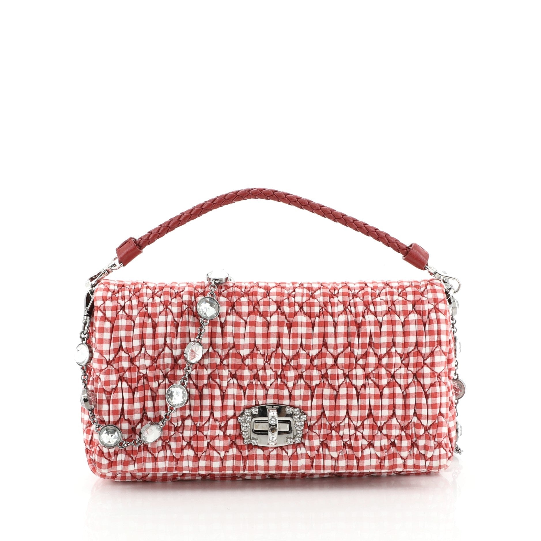 Crystal Clutch Matelasse Gingham Print Canvas Small