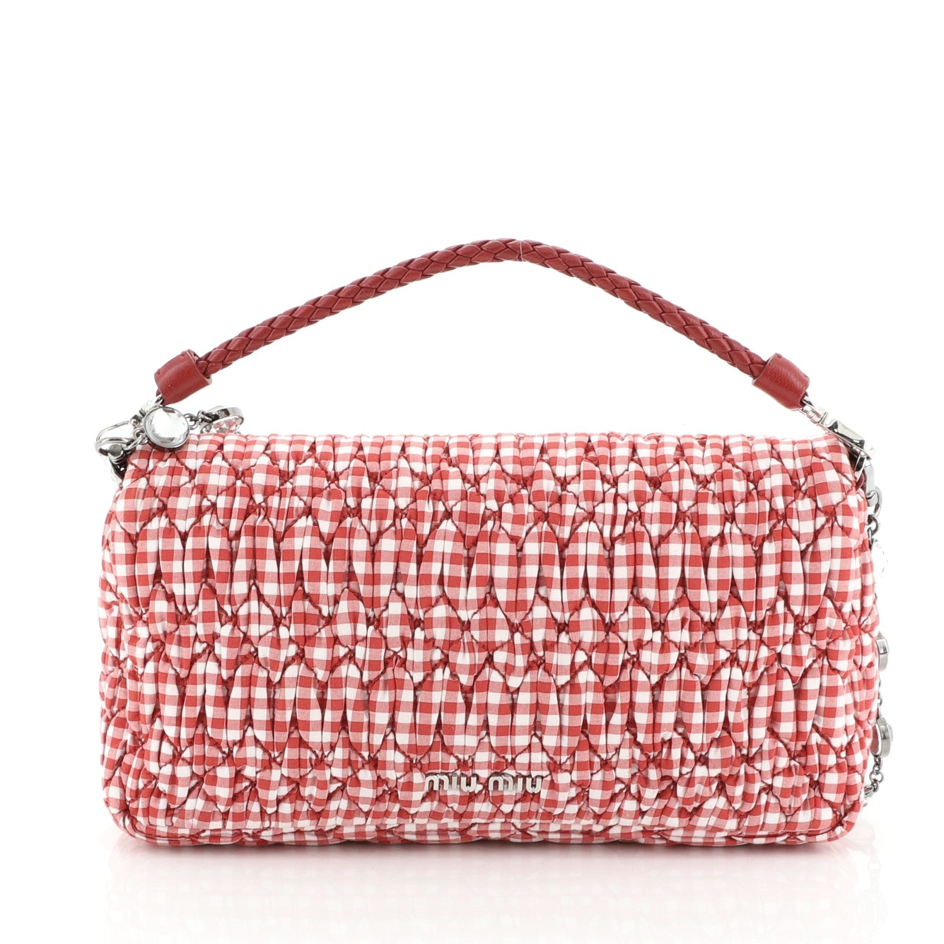 Crystal Clutch Matelasse Gingham Print Canvas Small