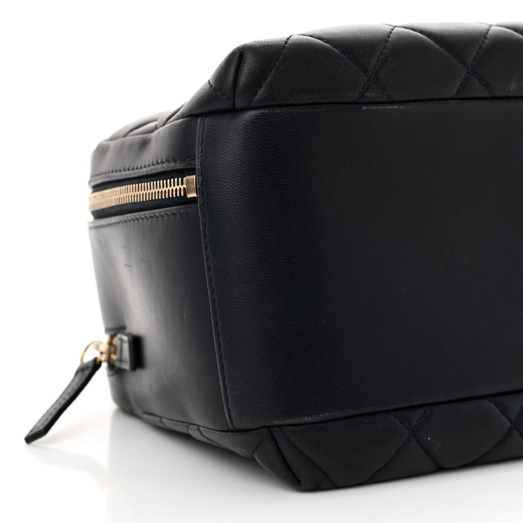 Lambskin Quilted Medium Trendy CC Bowling Bag Navy