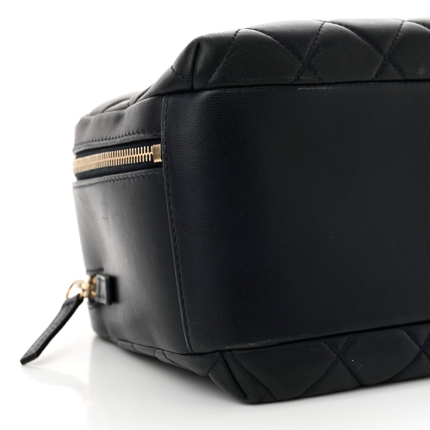 Lambskin Quilted Medium Trendy CC Bowling Bag Navy