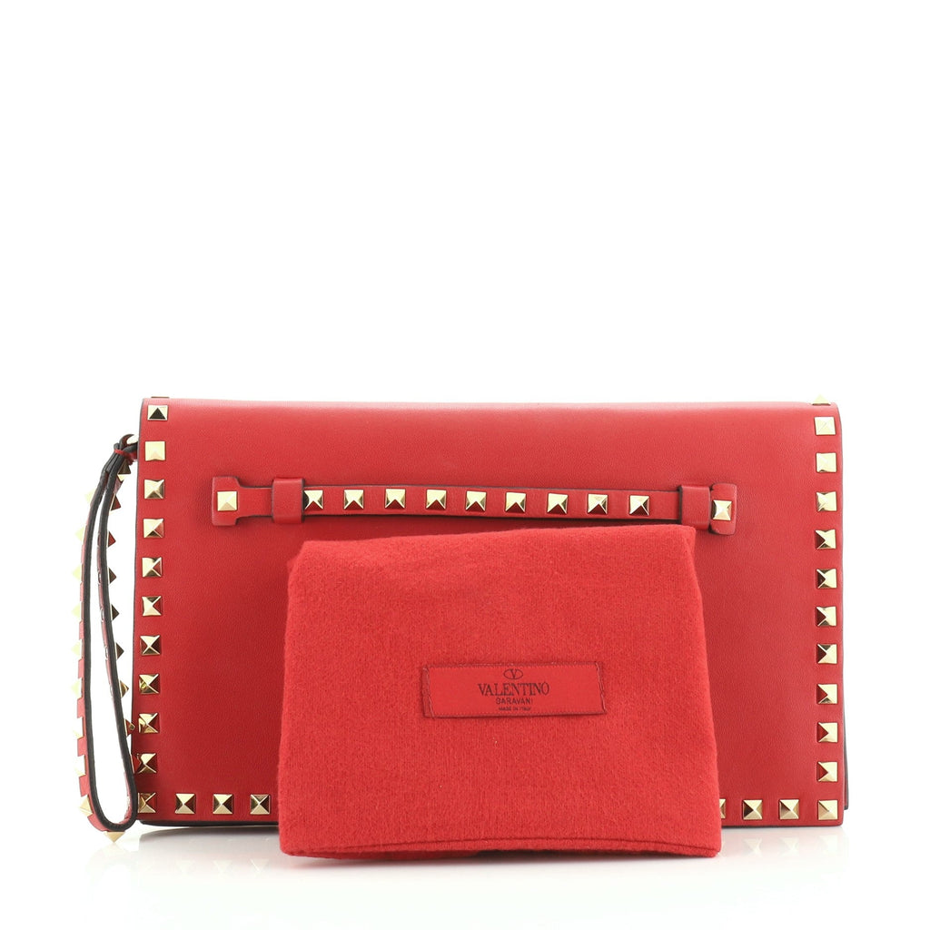 Rockstud Flap Clutch Leather