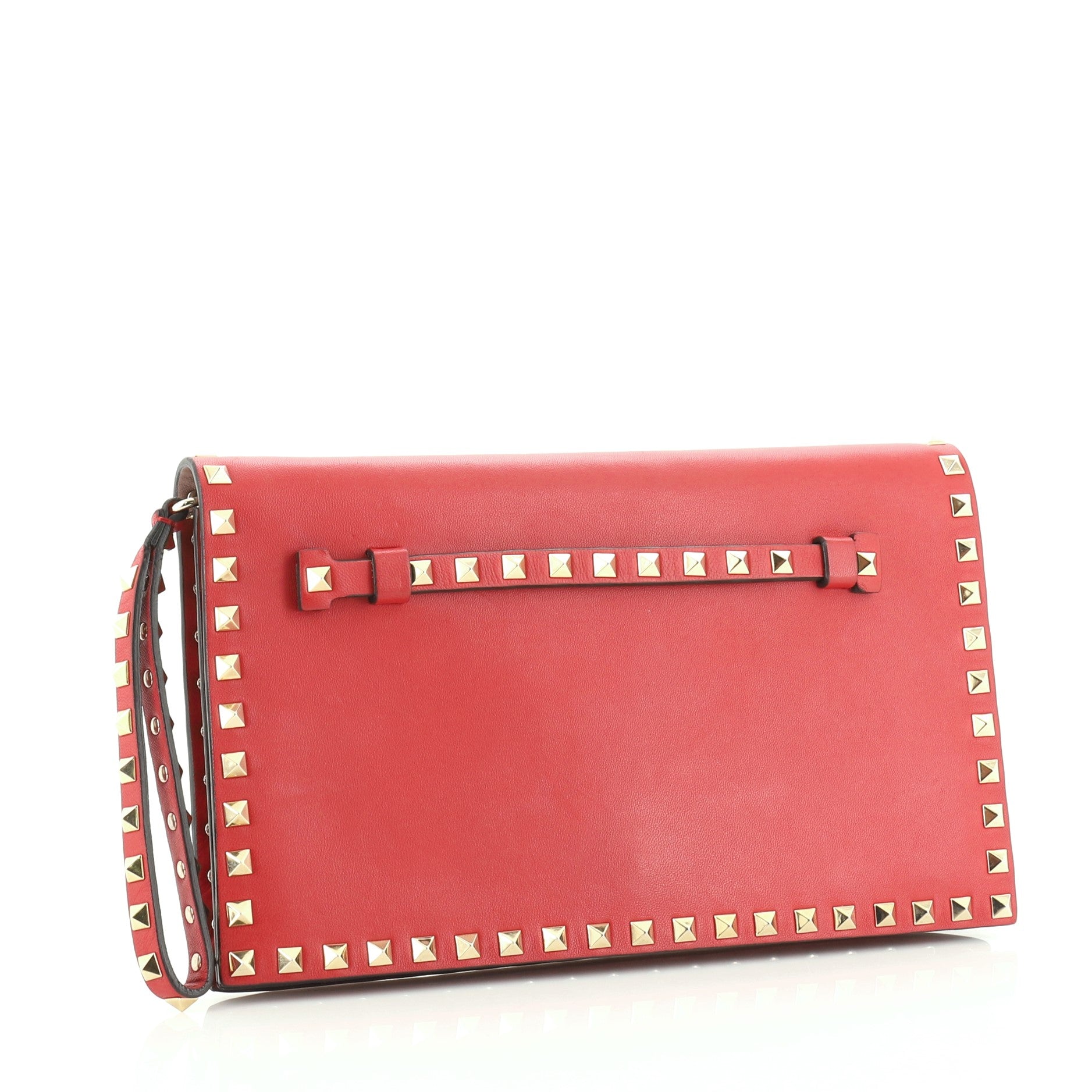 Rockstud Flap Clutch Leather