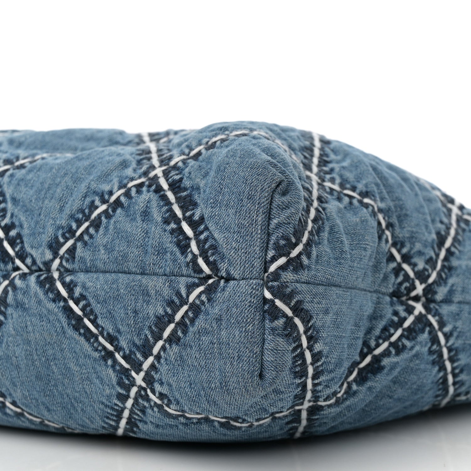 Denim Quilted Stitched Small Chanel 22 Blue