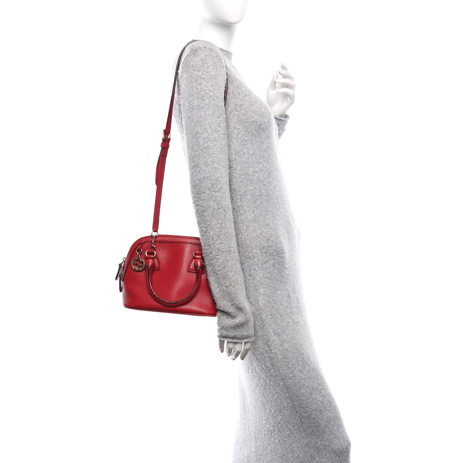 Dollar Calfskin Small GG Charm Dome Bag Red