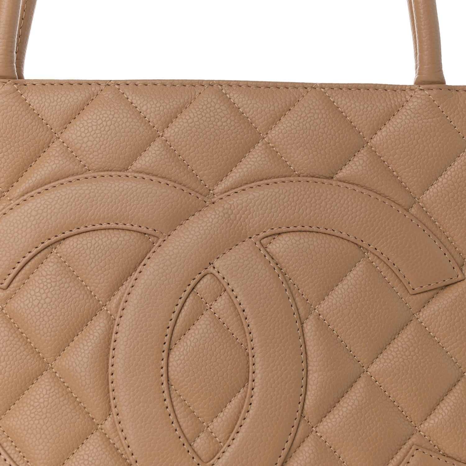 Caviar Quilted Medallion Tote Beige