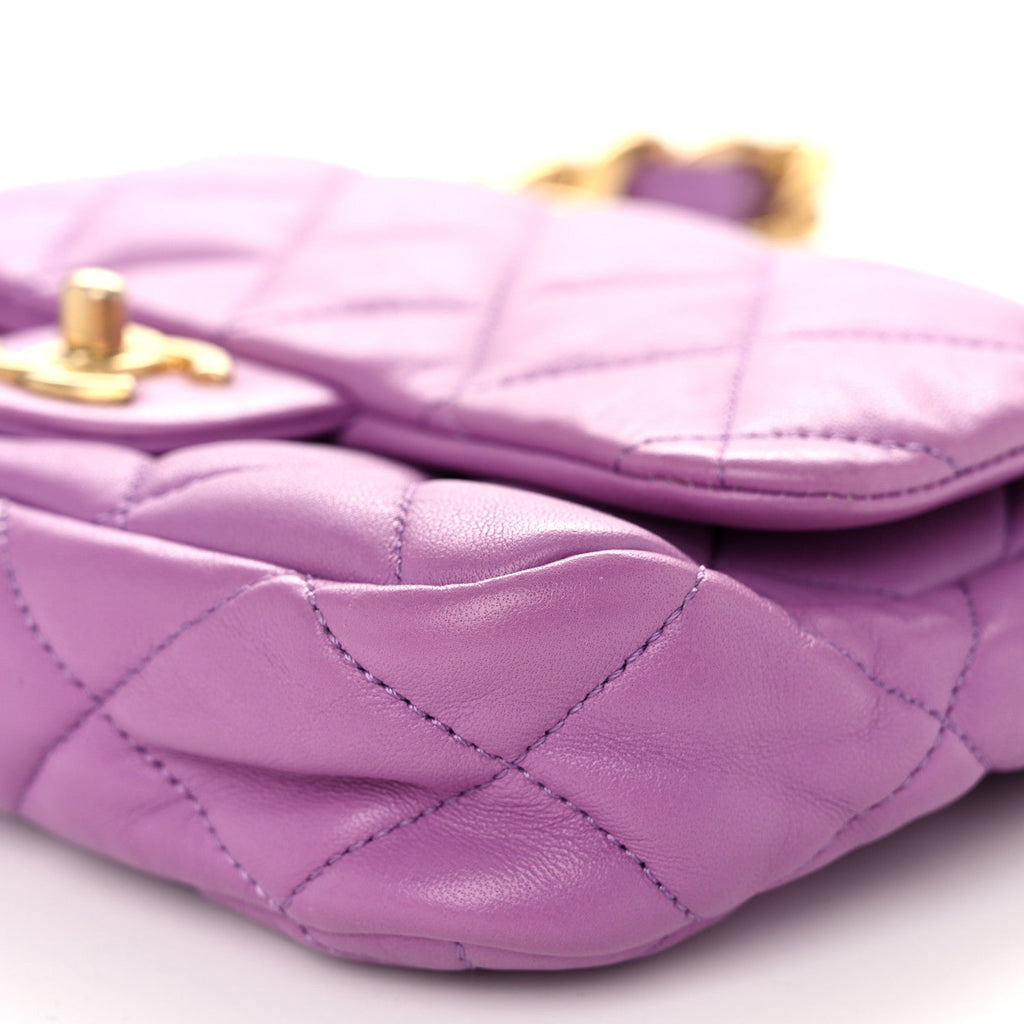 Lambskin Quilted Small CC Funky Town Flap Purple