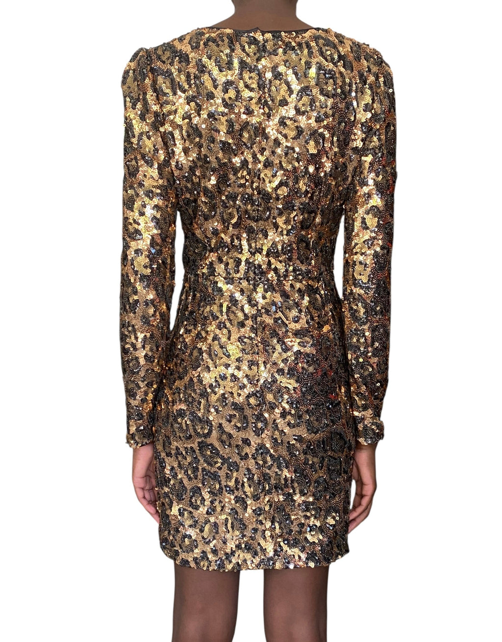 Dolce and Gabbana Gold Metallic Sequined Leopard Dress - 42 / US 6