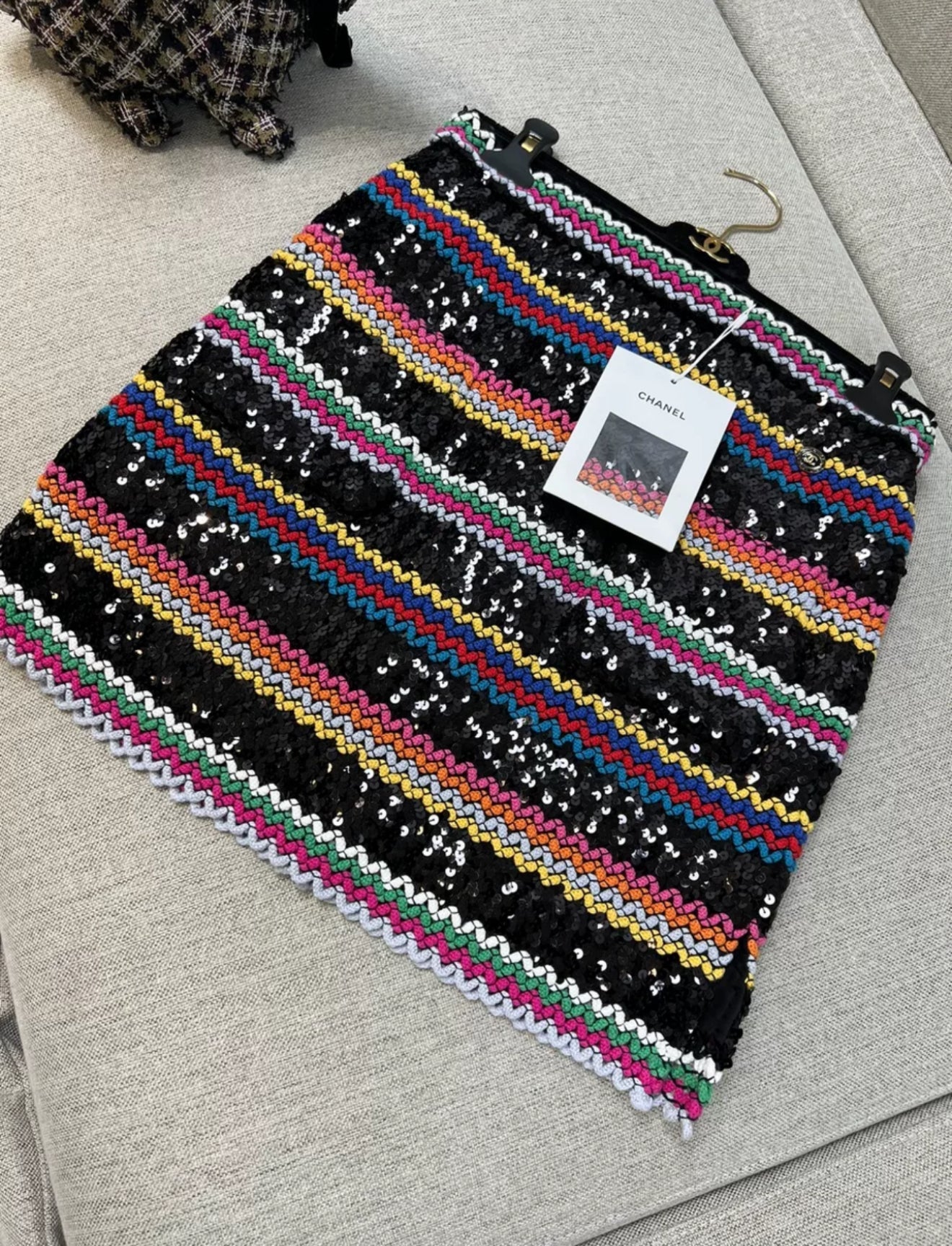 Chanel 22S Black & Multicolor Skirt