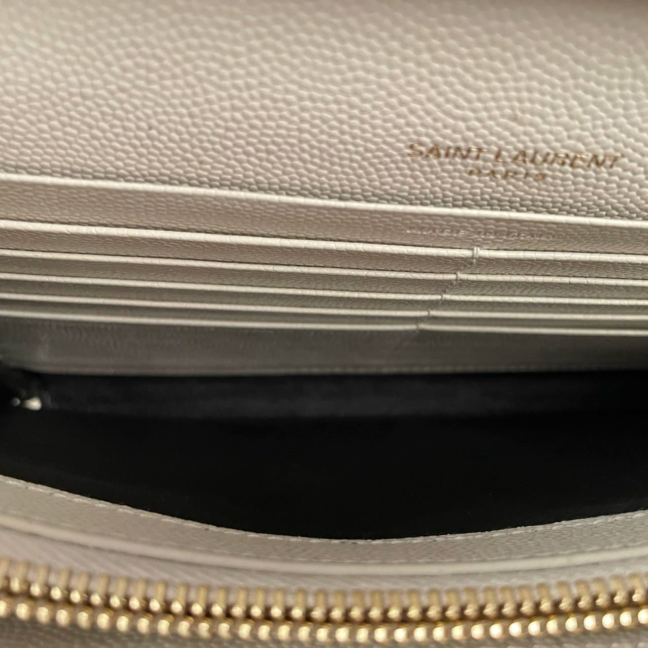Saint Laurent Cassandre White Leather Envelope Wallet On Chain