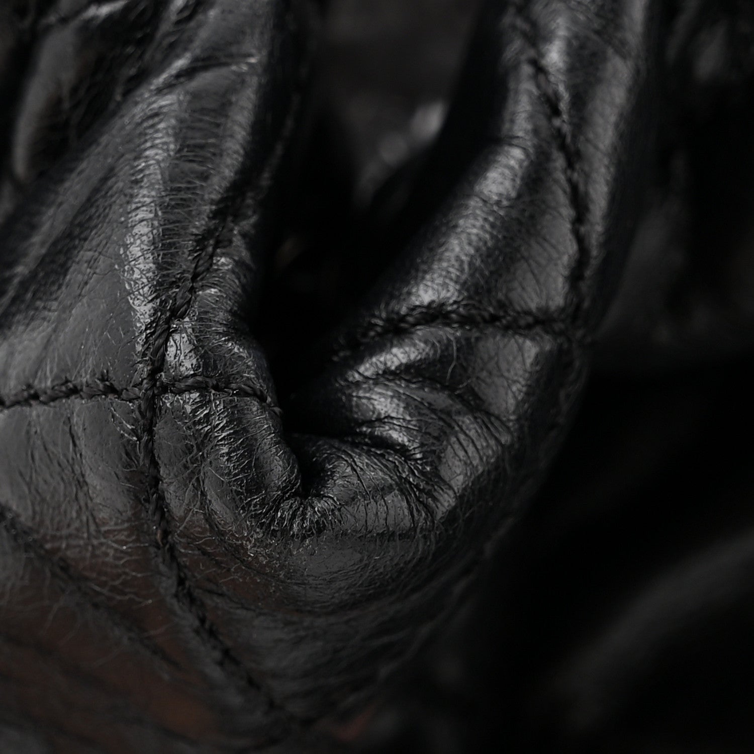 Glazed Calfskin Quilted Beijing Backpack Black
