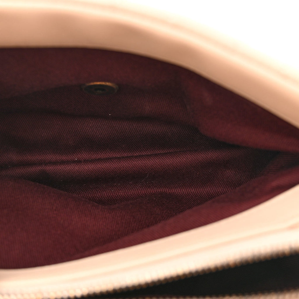 Shiny Sheepskin Quilted Small Trapezio Flap Beige